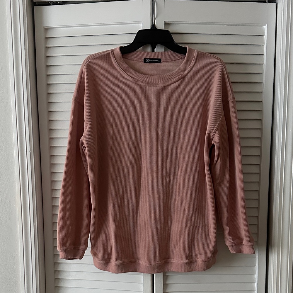 Women's Ribbed/Textured Blush Pink Sweater